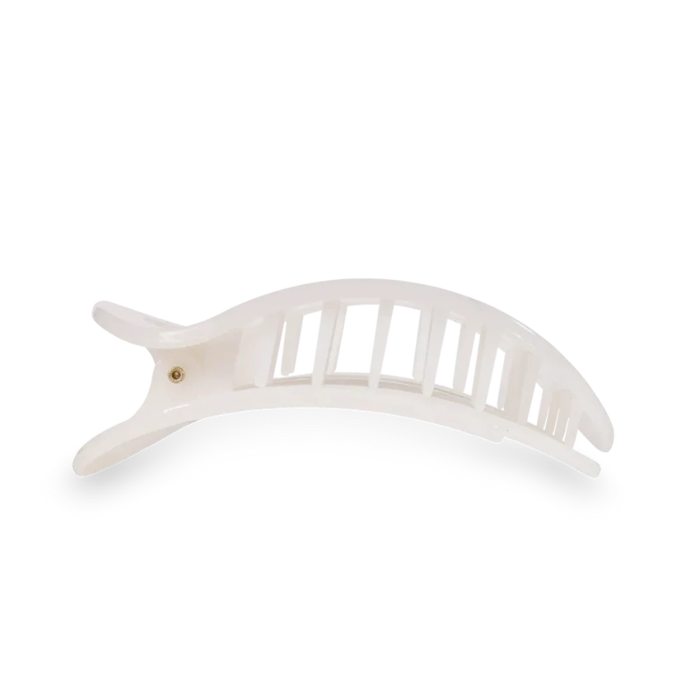 Teleties Medium Flat Round Hair Clip | Coconut White