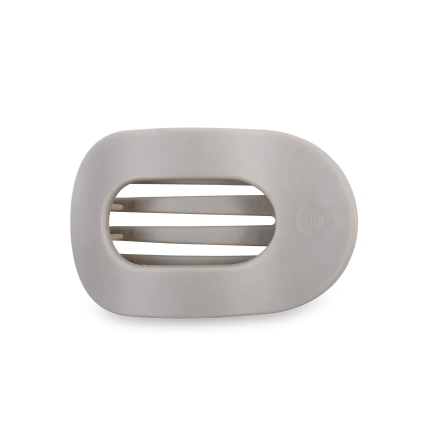 Teleties Medium Flat Round Hair Clip | Silver Flames