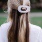 Teleties Medium Flat Round Hair Clip | Silver Flames