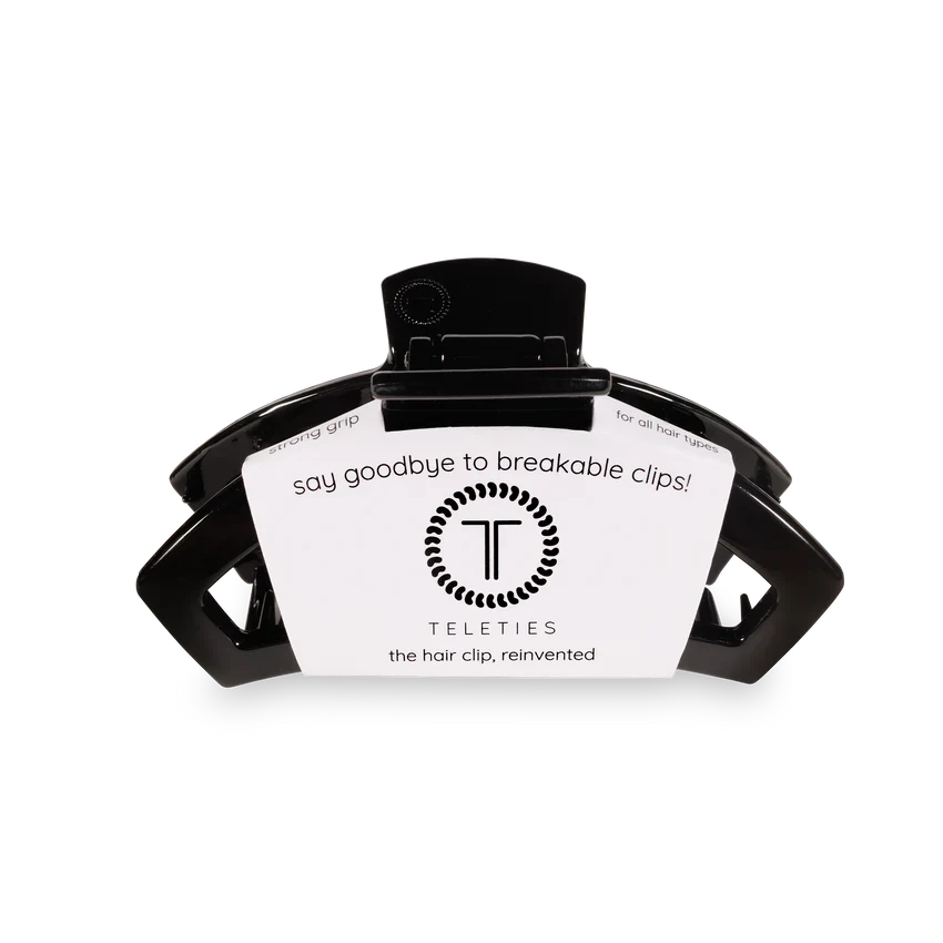 A TELETIES Open Jet Black Medium Hair Clip.
