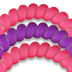 A pack of 3 large hair ties in the color pink and purple, from TELETIES.