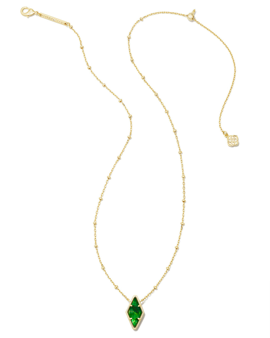 Kinsley Short Pendant Necklace Gold - Kelly Green Illusion