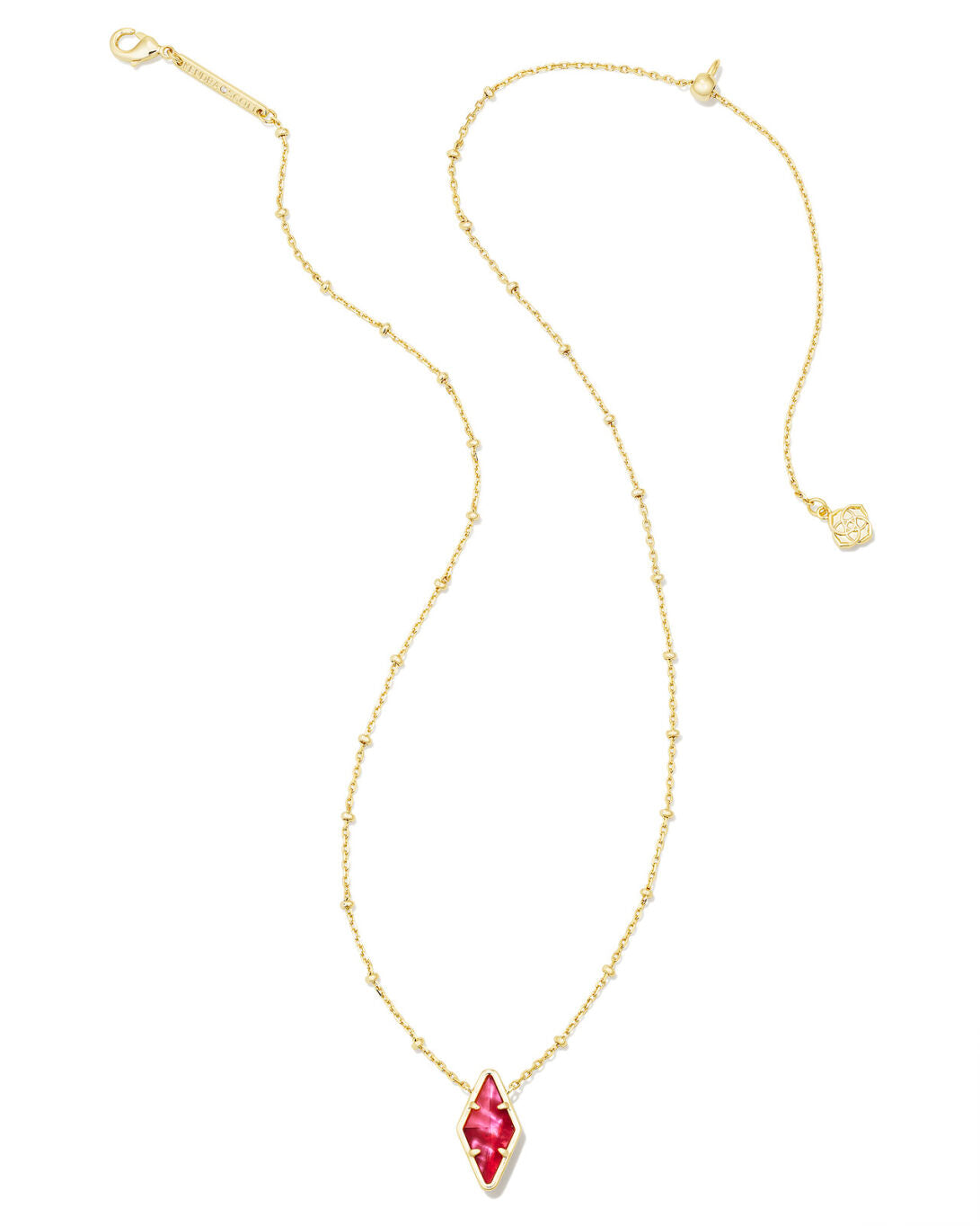 Kinsley Short Pendant Necklace Gold - Raspberry Illusion