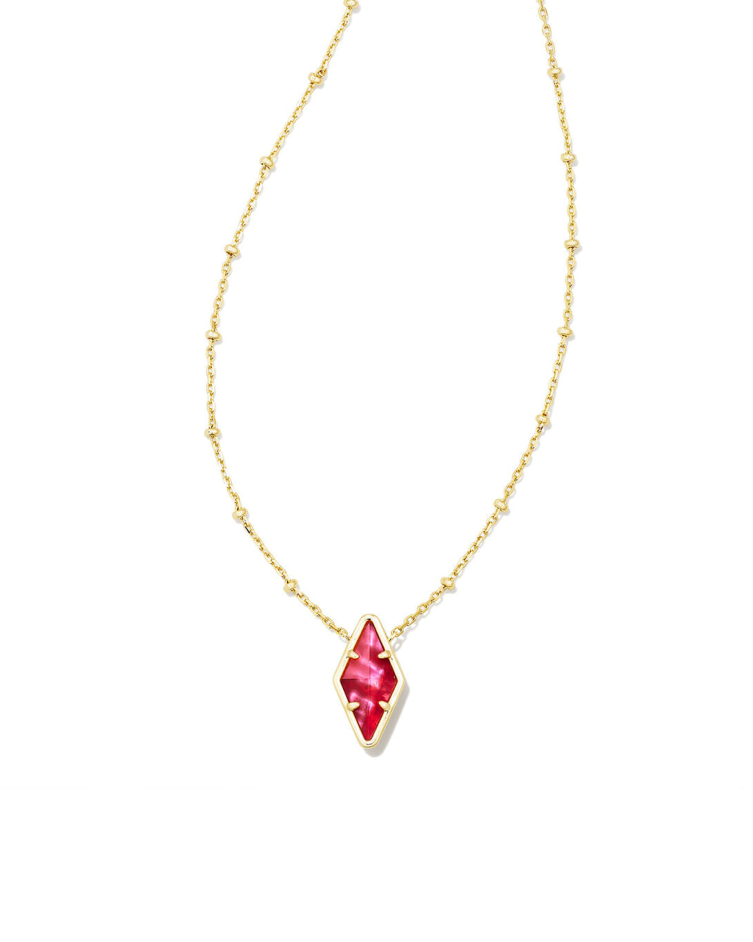 Kinsley Short Pendant Necklace Gold Raspberry Illusion