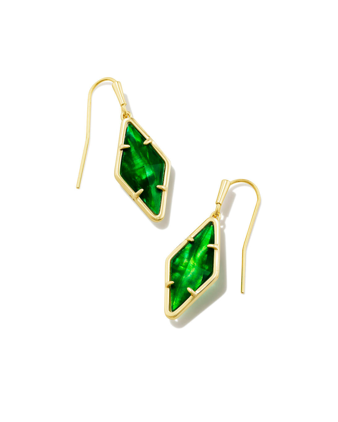 Kinsley Drop Earrings Gold Kelly Green Illusion