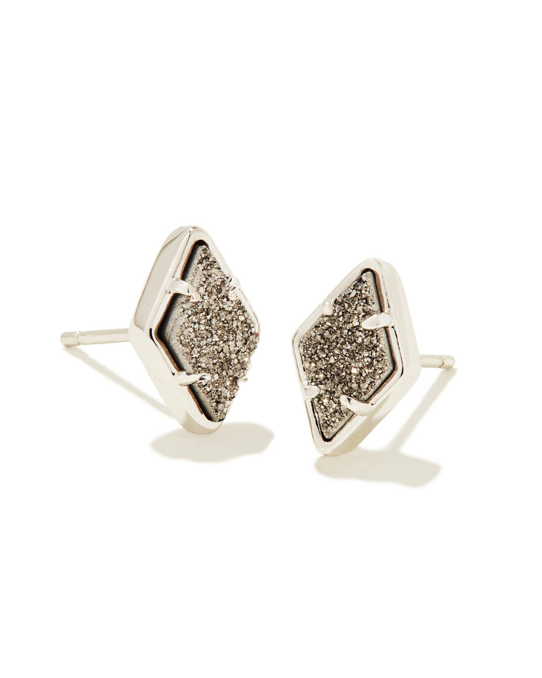 Kinsley Stud Earrings Silver Platinum Drusy