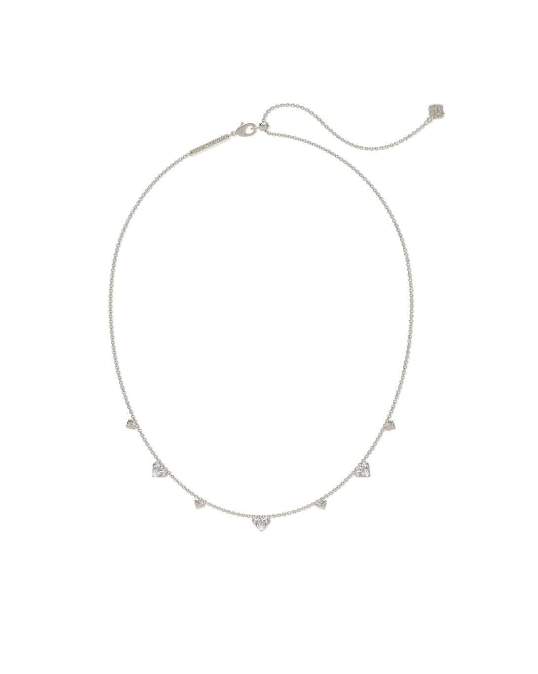 Haven Heart Crystal Choker Necklace Silver White Cz