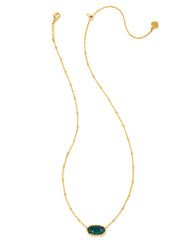 Faceted Elisa Short Pendant Necklace Gold Dark Teal Mica