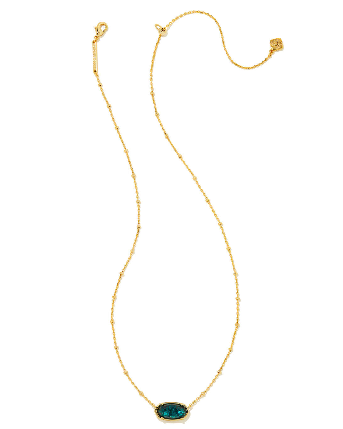 Faceted Elisa Short Pendant Necklace Gold Dark Teal Mica