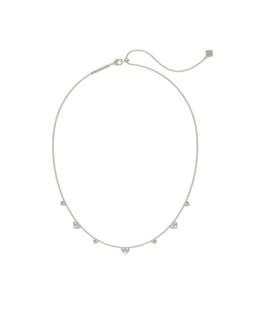 Haven Heart Crystal Choker Necklace Silver White Cz