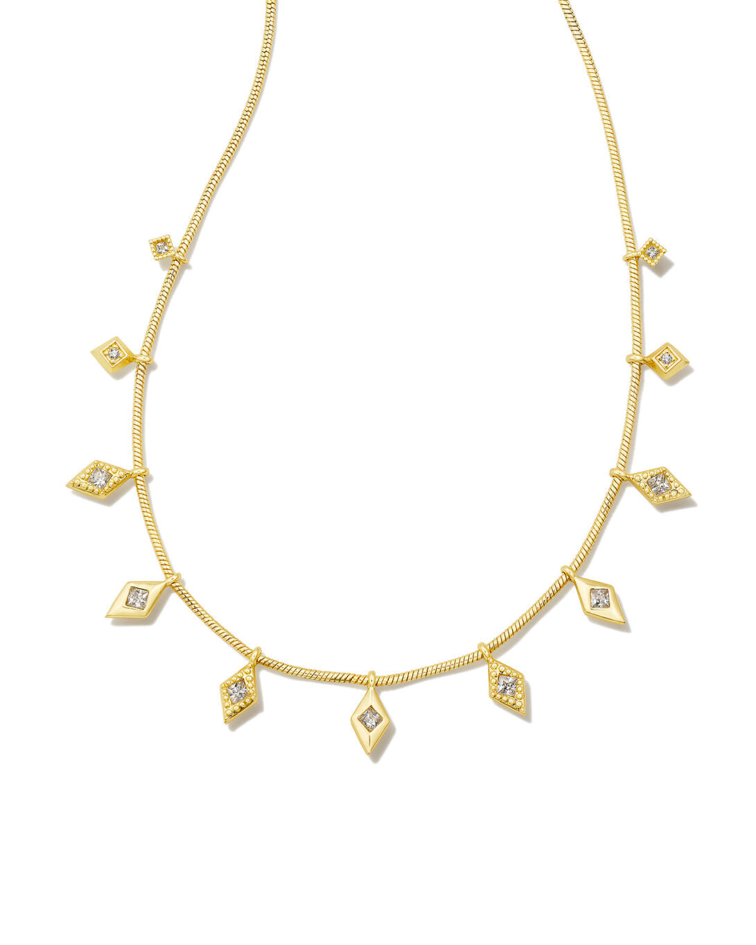 Kinsley Strand Necklace Gold White Cz