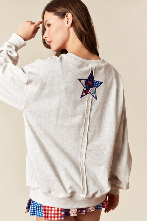 Embroidered USA Patchwork Crewneck