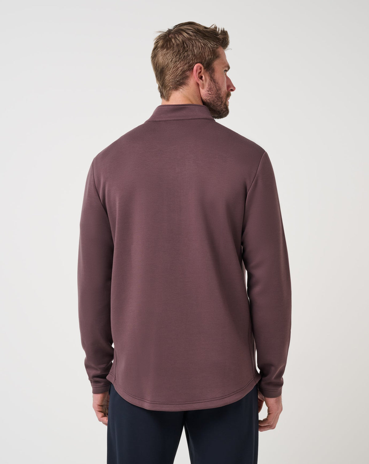 TravisMathew Fibercloud 1/4 Zip, back view (Raisin)