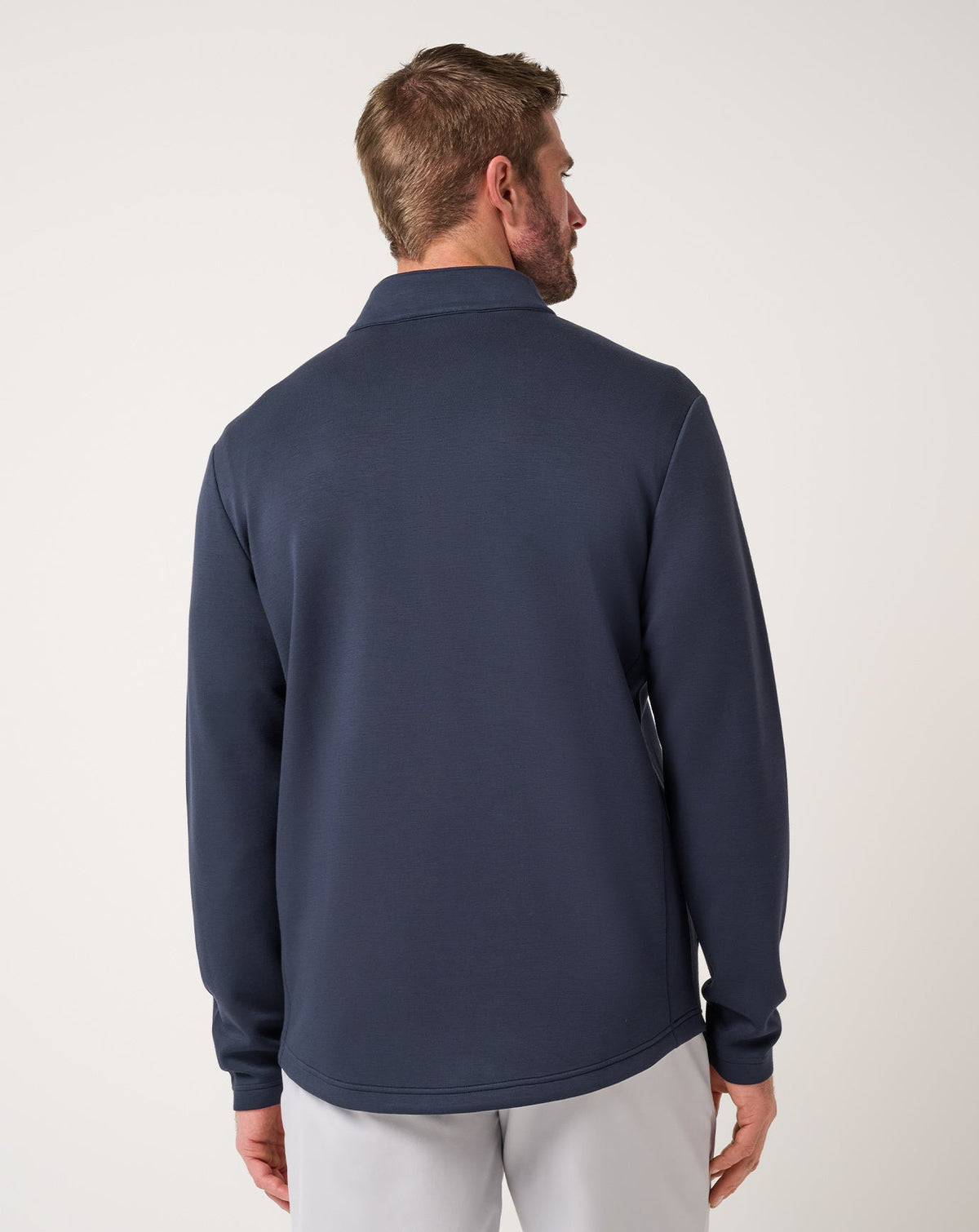 TravisMathew Fibercloud 1/4 Zip, back view (Total Eclipse)