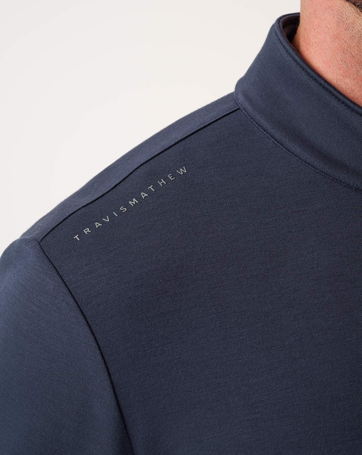 TravisMathew Fibercloud 1/4 Zip, shoulder detail (Total Eclipse)