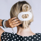 White Polka Dot Party Large Flat Round Hair Clip