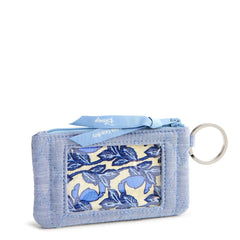 Zip ID Case: Stitch Leafy Blooms Chambray