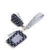 Dual Pouch Wide Wristlet: Rachel Ditsy Peacoat