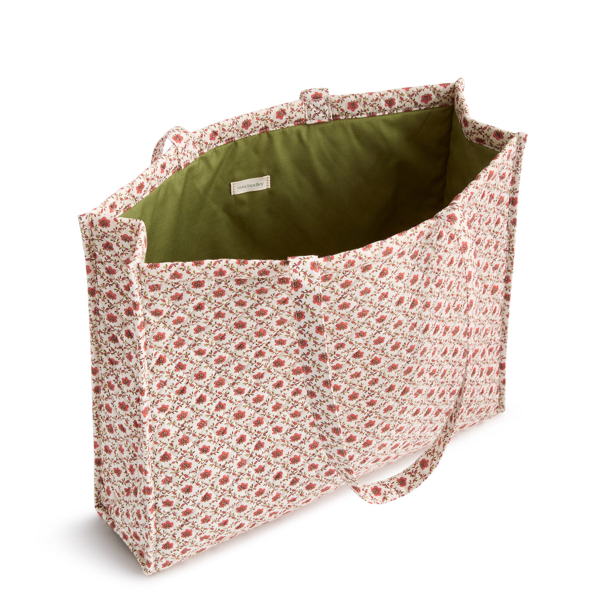 Vera Bradley Branning Tote Mistletoe Lattice Eggnog, open interior (Mistletoe Lattice Eggnog)