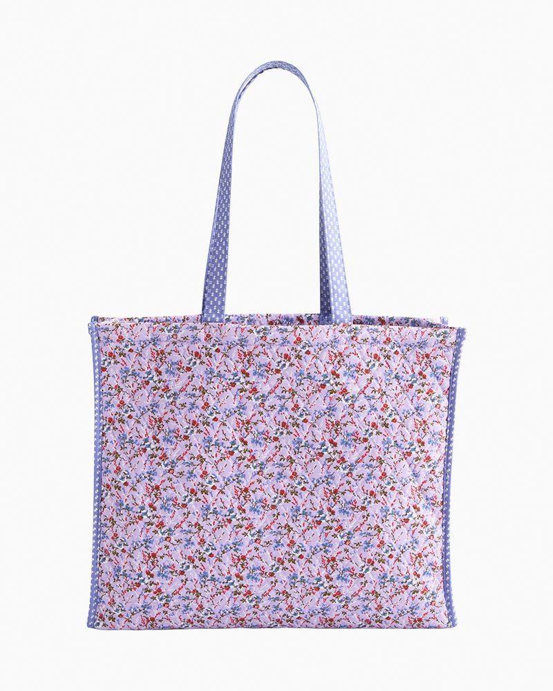 Vera Bradley Branning Tote, straight exterior view (Wildflower Sprigs Ditsy Lilac)