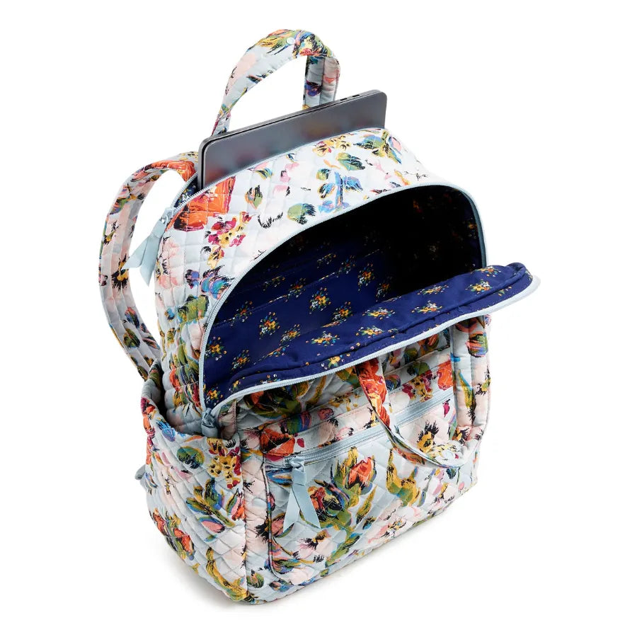 Vera Bradley Campus Totepack Sea Air Floral, front pocket view.