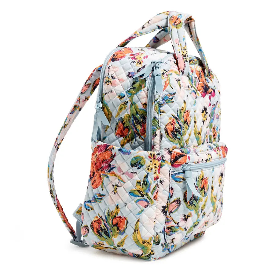 Vera Bradley Campus Totepack Sea Air Floral, full side view.