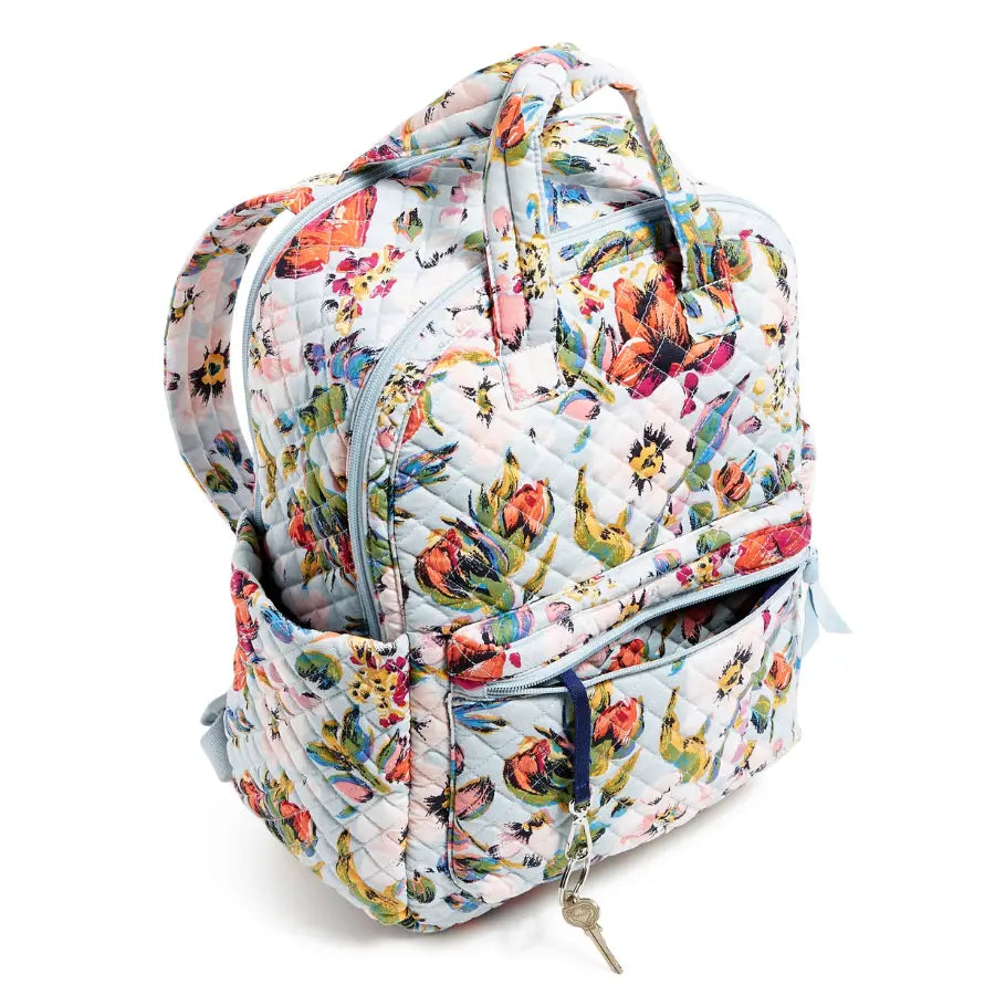 Vera Bradley Campus Totepack Sea Air Floral, full front view.