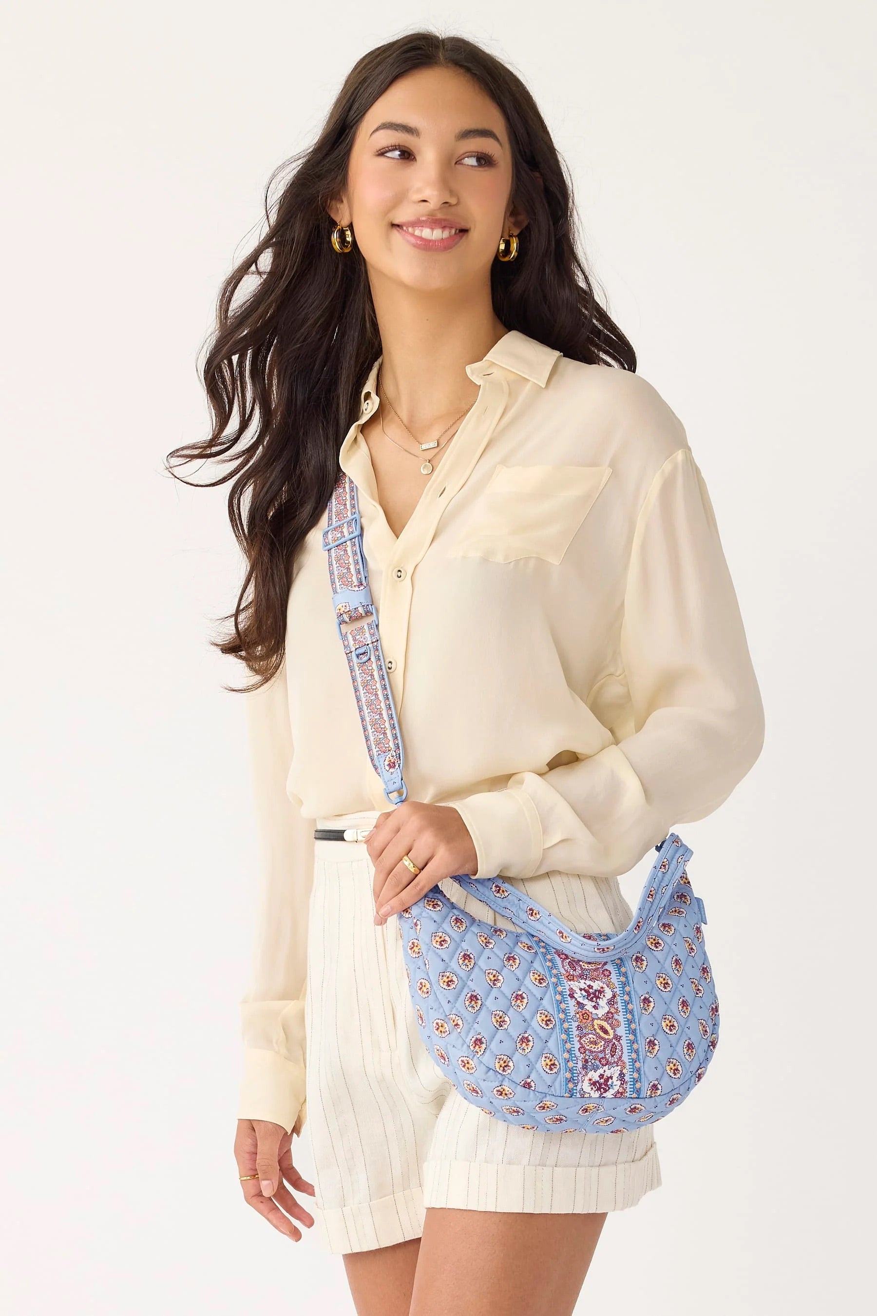 Clara Convertible Shoulder Bag: Blue Leaf