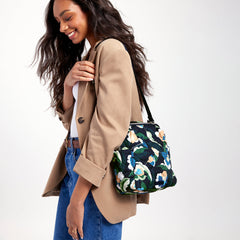 A Convertible Small Backpack in Immersed Blooms pattern from Vera Bradley.