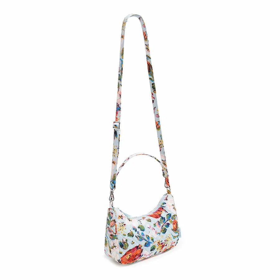 Vera Bradley Frannie Crescent Crossbody Sea Air Floral, full strap view.