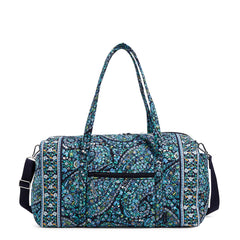 A Vera Bradley Large Travel Duffel bag in Dreamer Paisley pattern.