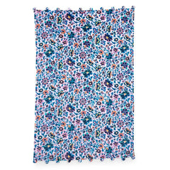 Vera Bradley Plush Throw Blanket with Pom-Poms - Cloud Vine Multi