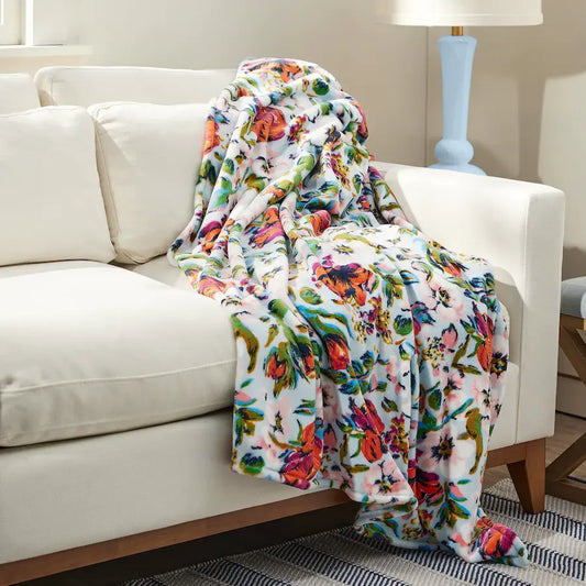 Vera Bradley Plush Throw Blanket Sea Air Floral Occasionally Yours