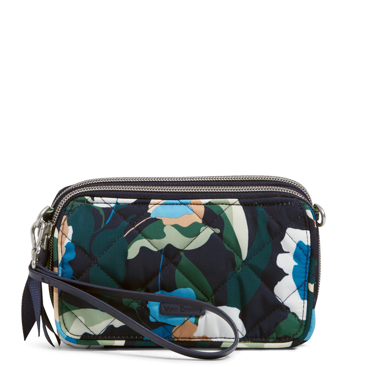 A Vera Bradley RFID All in One Crossbody wallet in Immersed Blooms pattern.