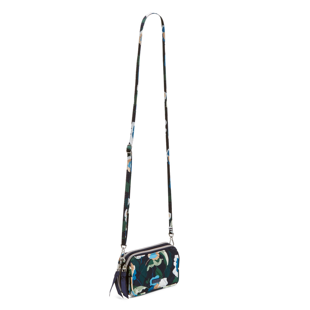 A Vera Bradley RFID All in One Crossbody wallet in Immersed Blooms pattern.