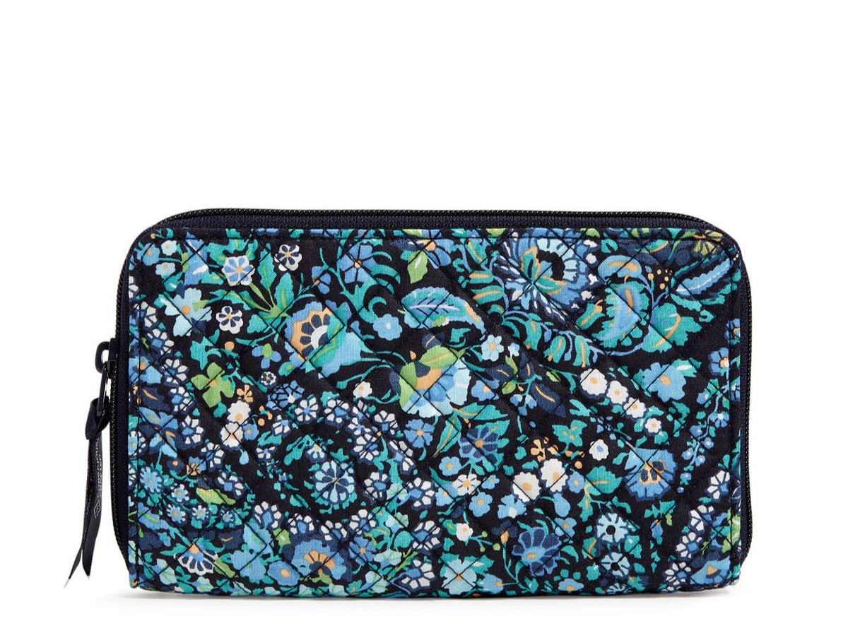 A Vera Bradley RFID Deluxe Travel Wallet in Dreamer Paisley pattern.