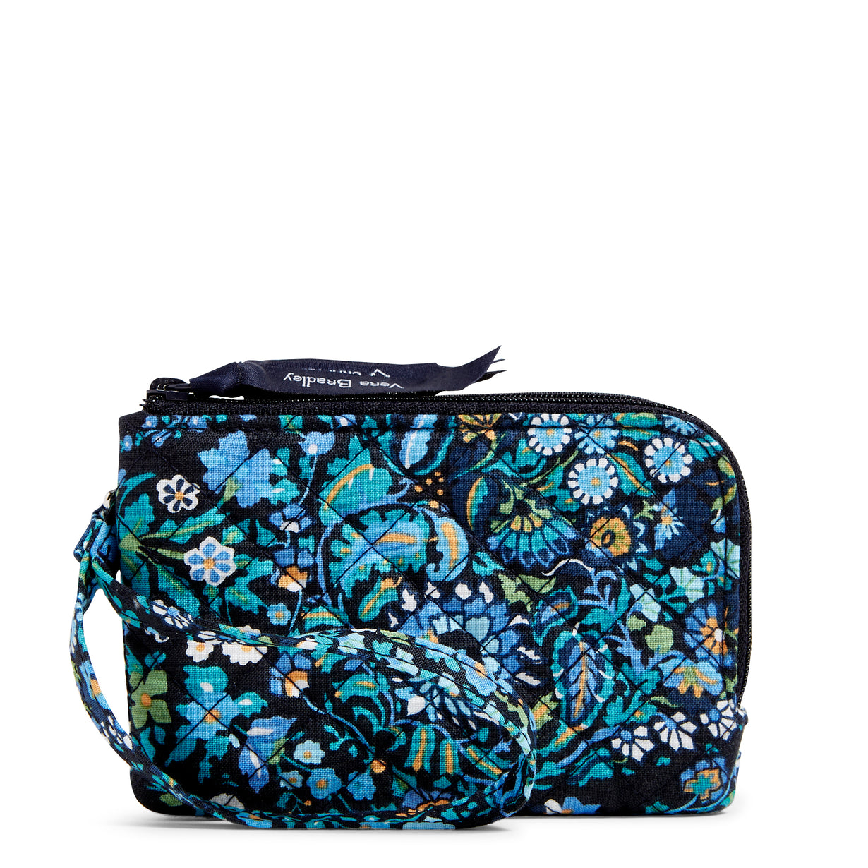 A Vera Bradly RFID Double Zip ID in Dreamer Paisley pattern.