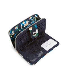 An RFID Turnlock Wallet from Vera Bradley. In their new Immersed Blooms performance twill fabric.