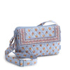 Tasha Triple Compartment Crossbody: Blue Leaf