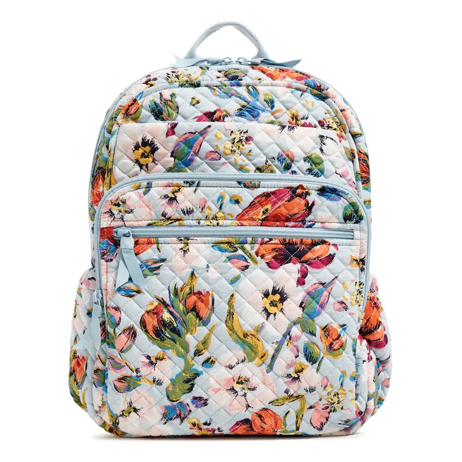 Vera Bradley XL Campus Backpack Sea Air Floral, front view.