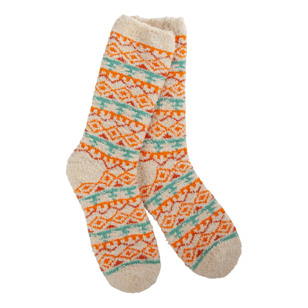 Women's cozy crew socks in brown.