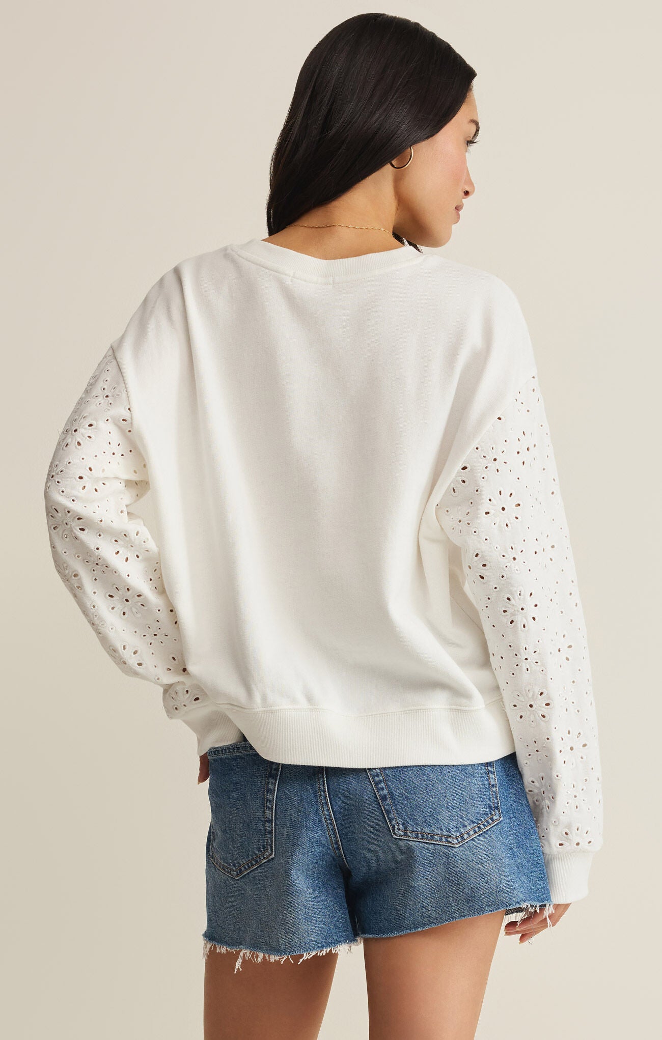 Mosaic Knit Eyelet Sweatshirt