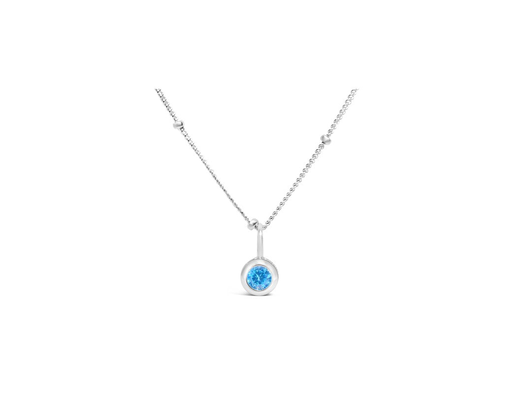 December Birthstone Necklace Silver