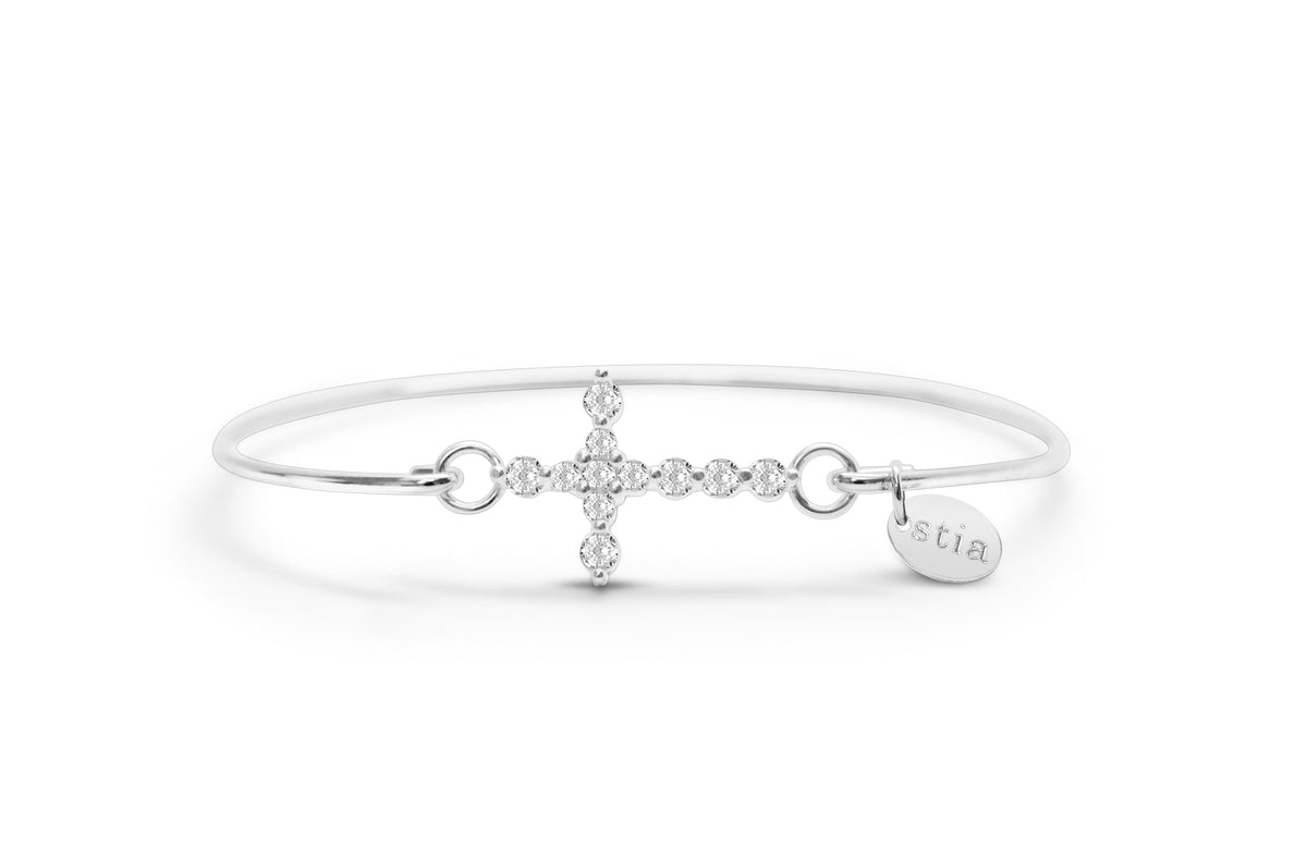 Stia Pave Icon Bracelet Cross Silver