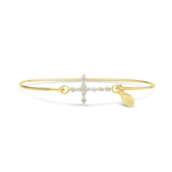 Pave Icon Bracelet Diamond Prong Cross Gold