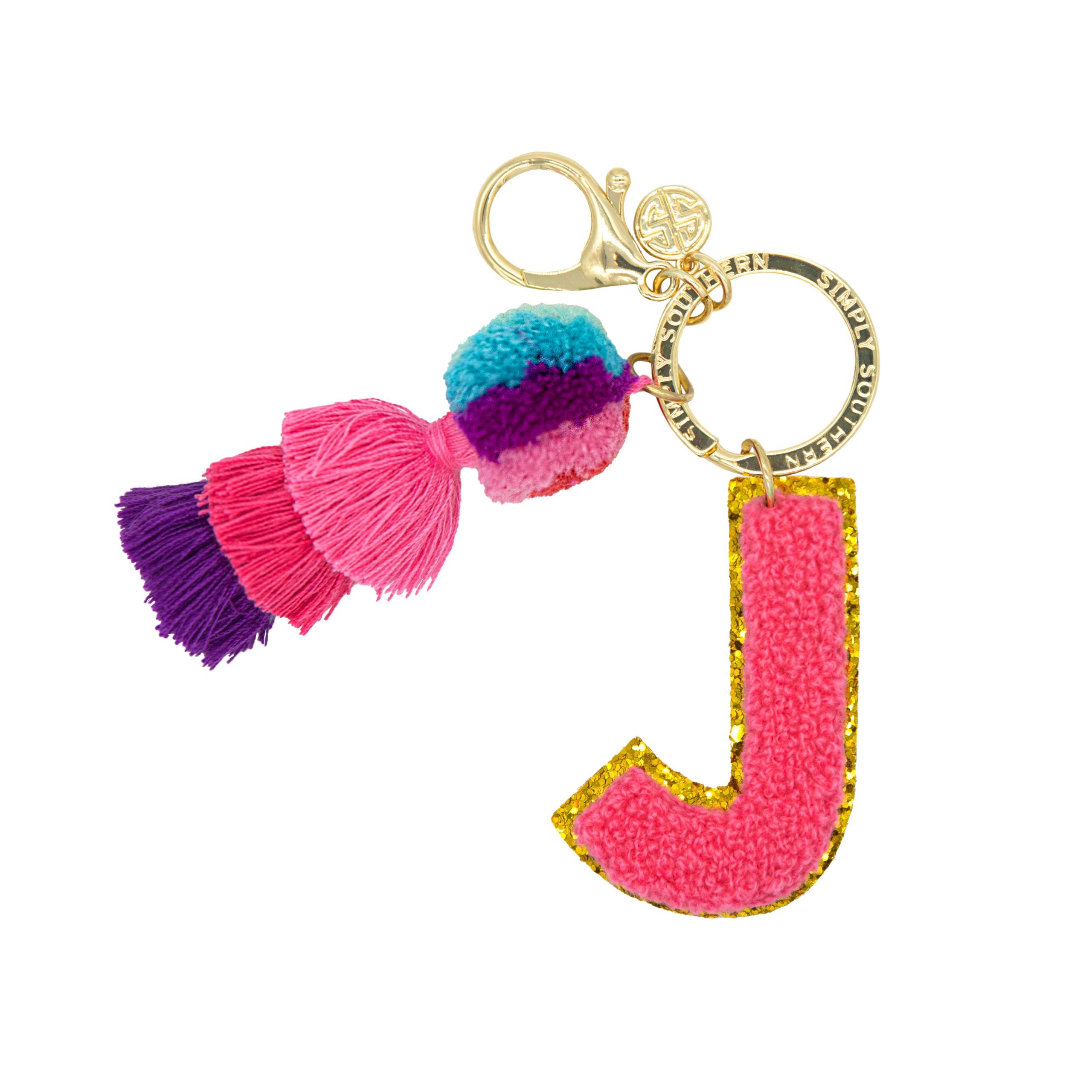 Simply Southern Varsity Keychain Pink Initial - J
