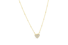 Stia Charm & Chain Necklace Pave Heart Gold