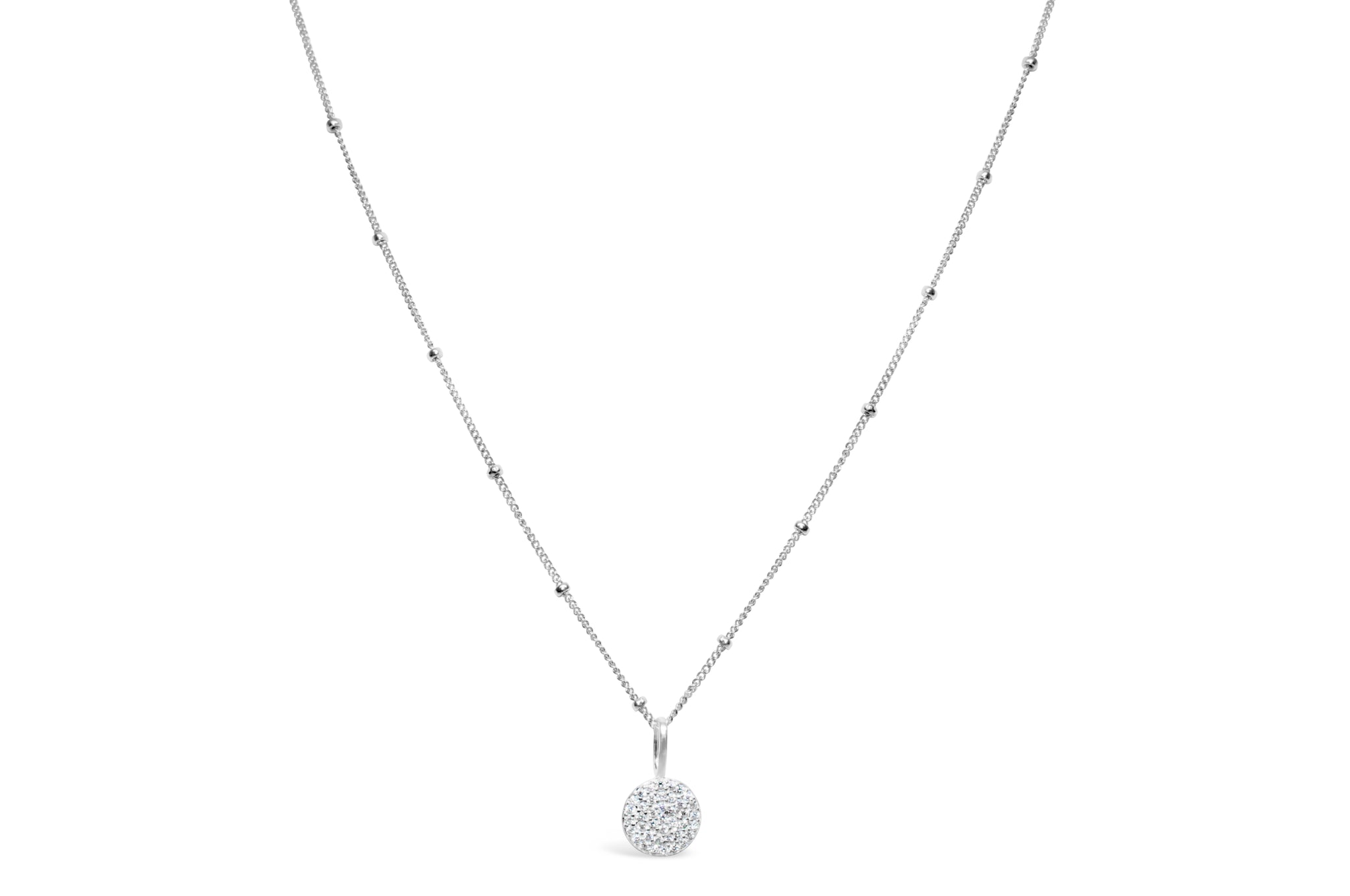 Stia Charm & Chain Necklace Pave Disk Silver