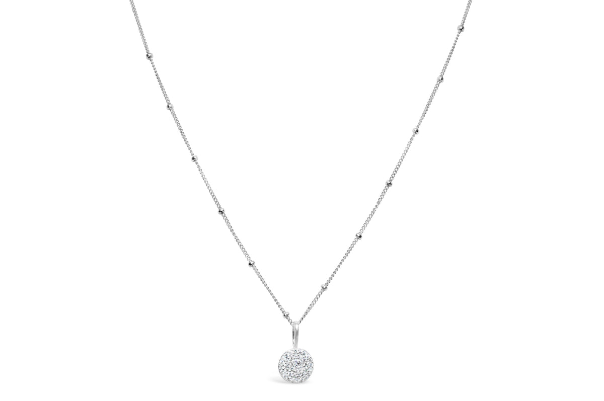 Stia Charm & Chain Necklace Pave Disk Silver