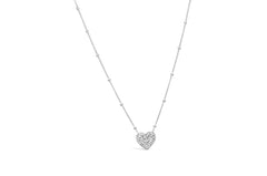 Stia Charm & Chain Necklace Pave Heart Silver